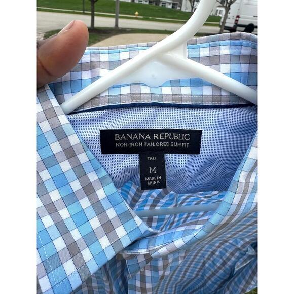 Banana Republic Men’s SLIM-FIT DRESS SHIRT Size Medium Tall Color Skyline Blue - Picture 9 of 12